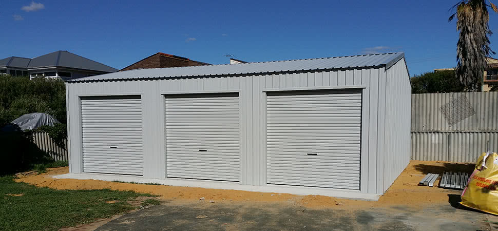 Triple Door Garage - Welshpool - Supplied and Build by Roys Sheds